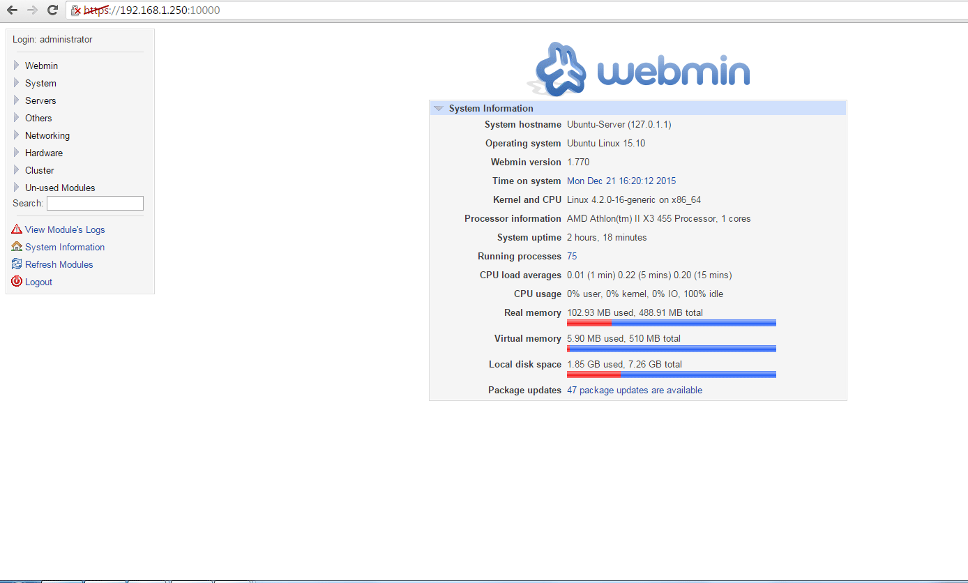 webmin version 1.770 ติดตั้งบน ubuntu 15.10